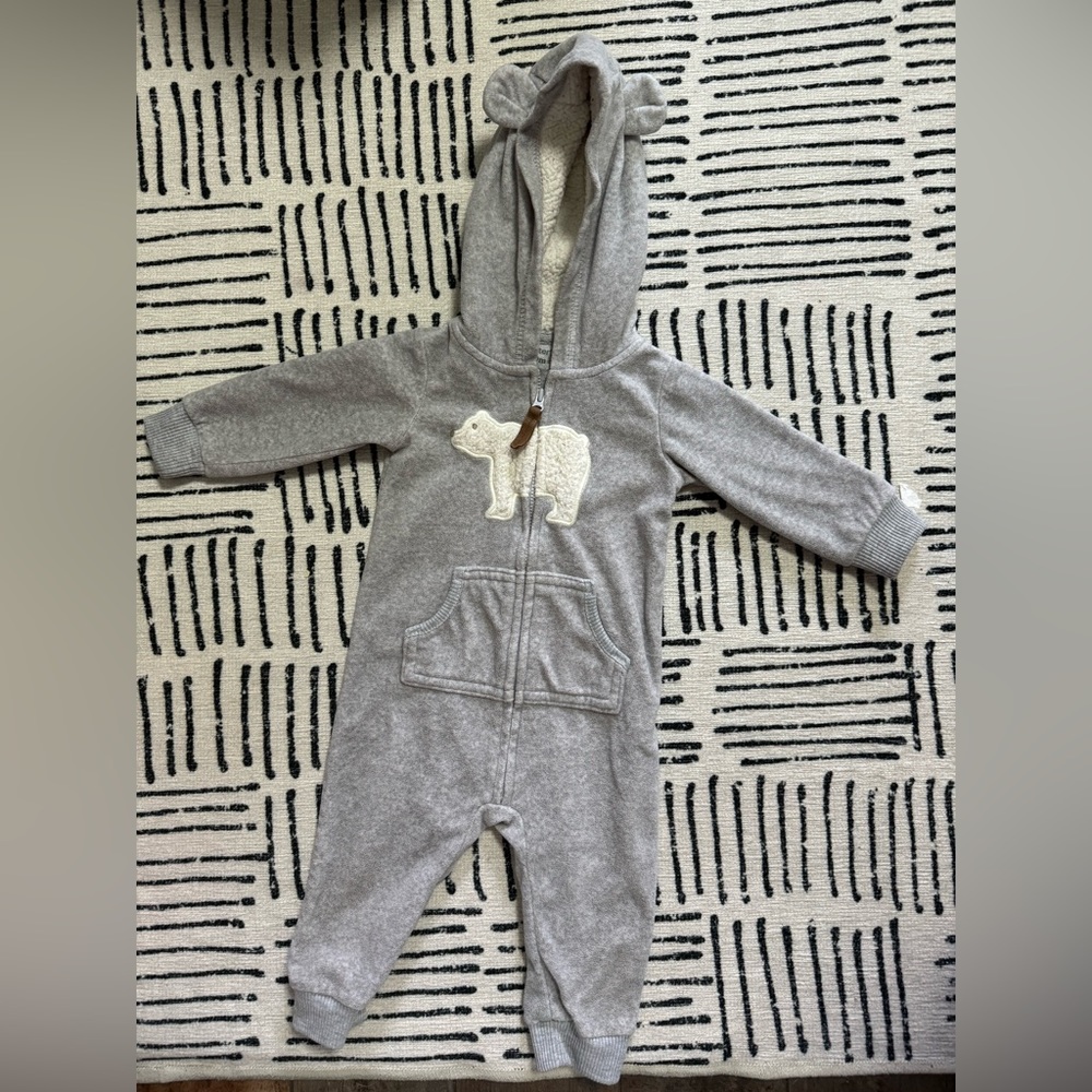 Carter’s grey polar bear teddy costume one piece 9m